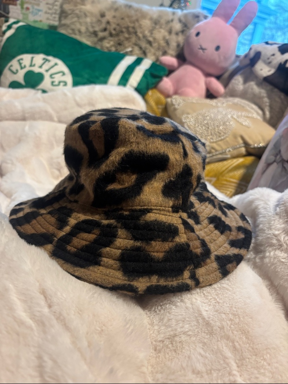 Kids Leopard Print Bucket Hat - Brown/Black
